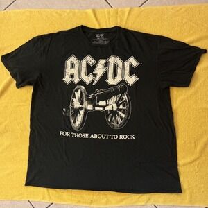AC/DC For Those About To Rock T-Shirt Mens 2XL Black Excellent Cannon Tee